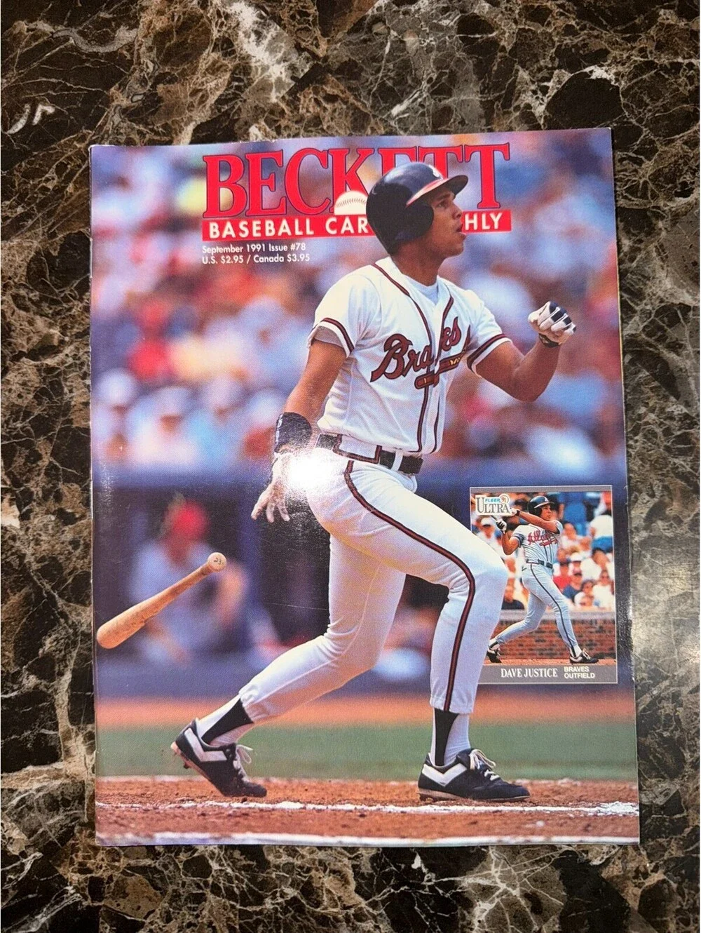 Beckett Baseball Card Monthly Issue #78 September 1991 Dave Justice Cover